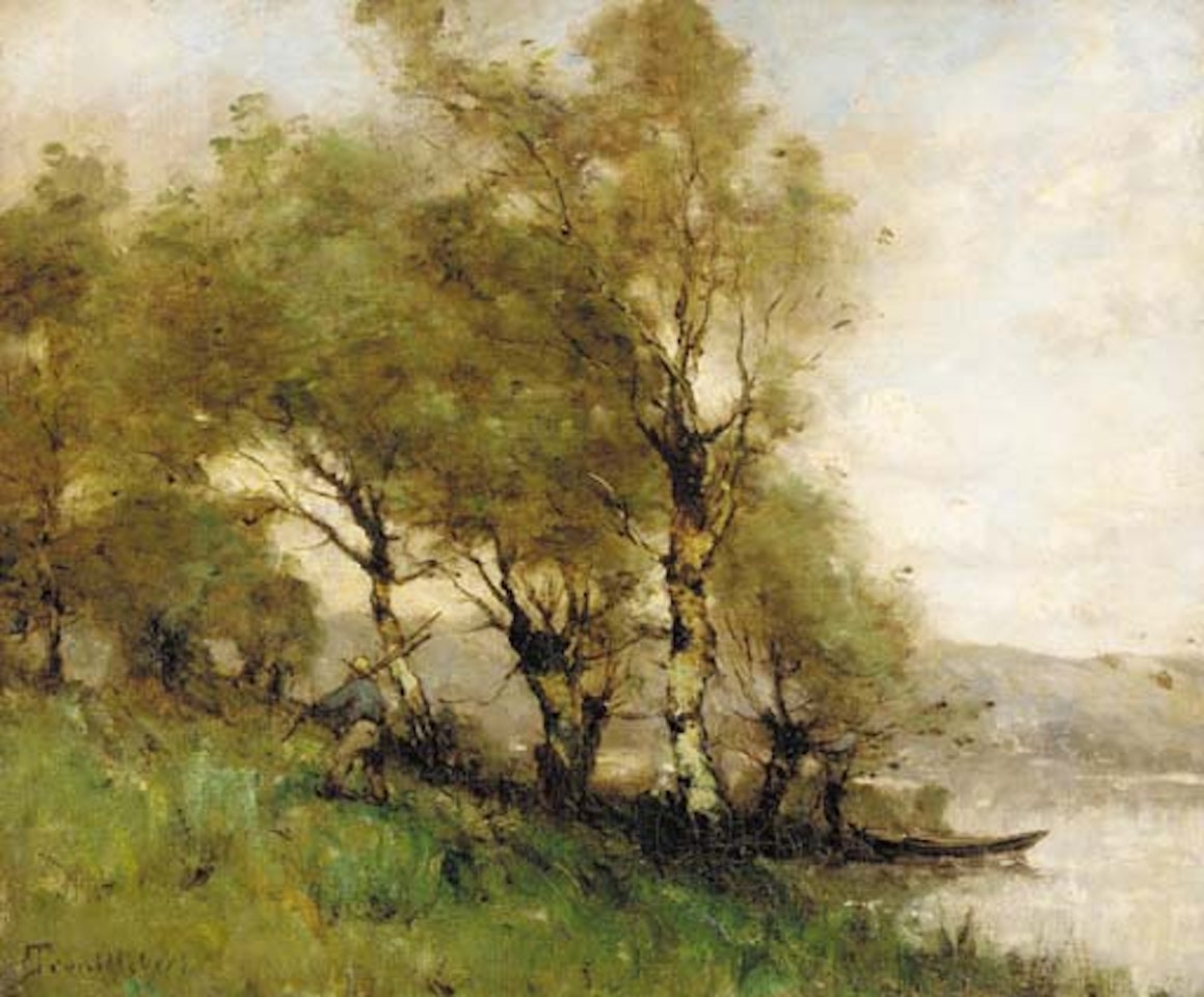 On the banks of the lake by Paul Désiré Trouillebert