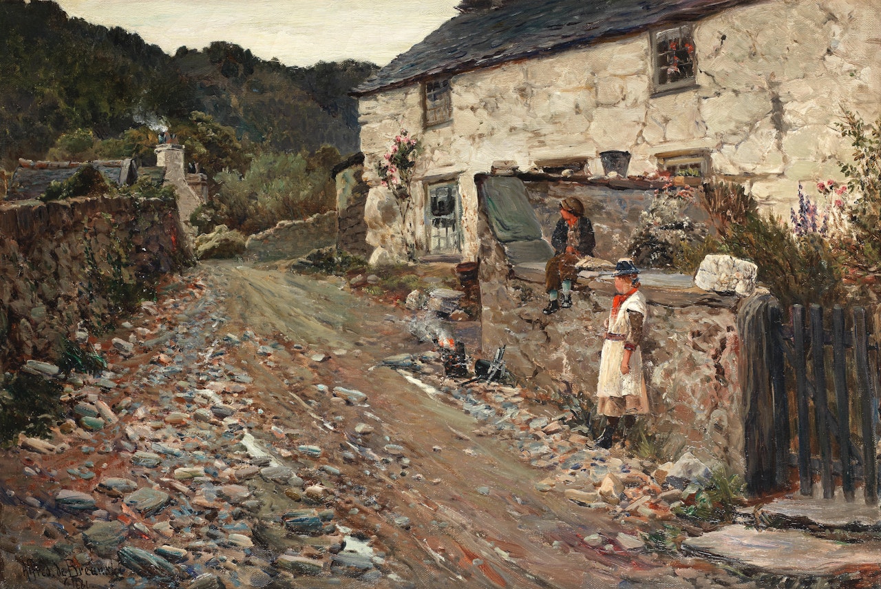 A Welsh village by Alfred de Breanski
