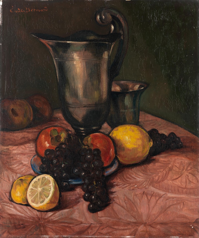 'Natre Morte Aux Fruits, Broc Et Gobelet' by Emile Bernard
