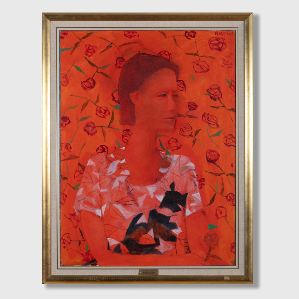 Girl with Cat in Red by Charles Blackman