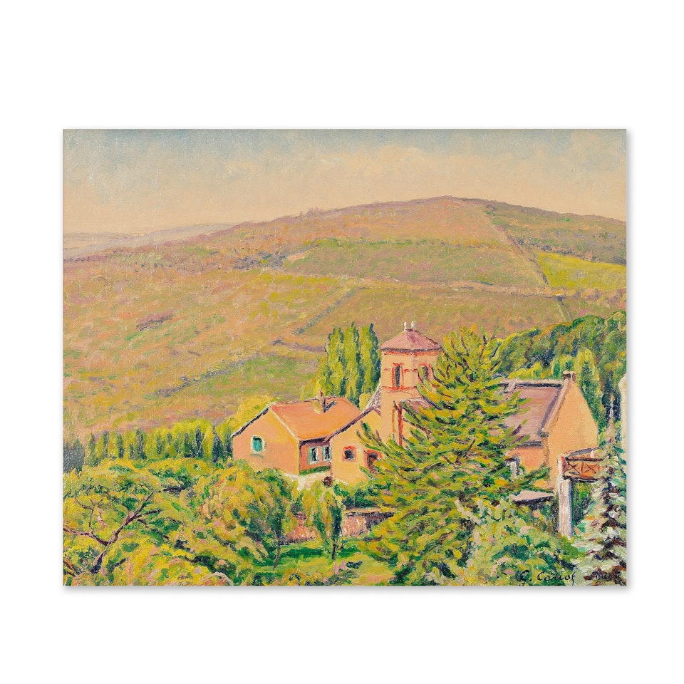 Vue de ma fenêtre Le village de Georgenborn et montagne de Hansen-Kopf by Gustave Cariot