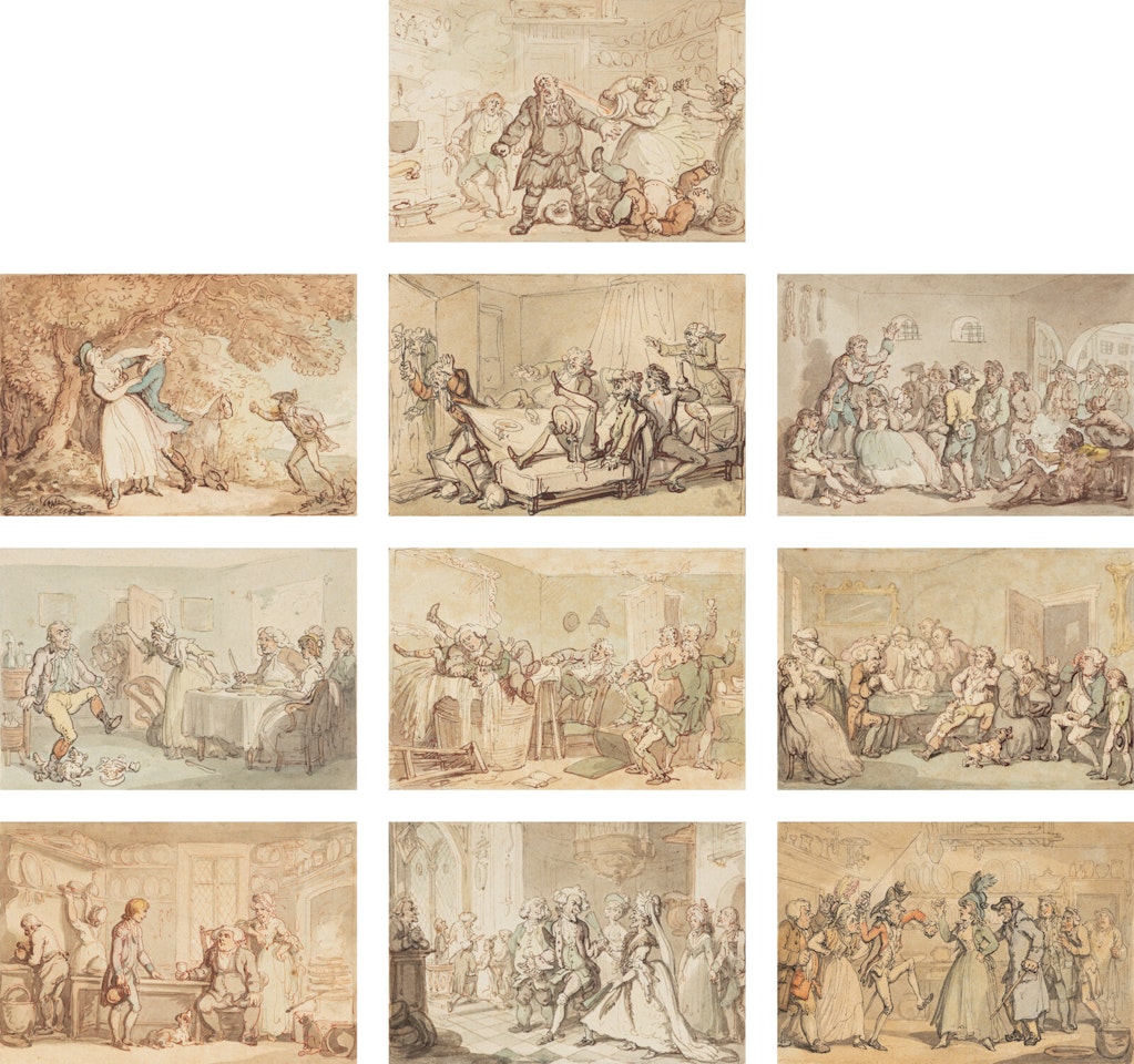 A Group of Ten Drawings: seven illustrations for The Adventures of Roderick Random, and three unpublished illustrations for The Adventures of Joseph Andrews, and His Friend Mr. Abraham Adams by Thomas Rowlandson