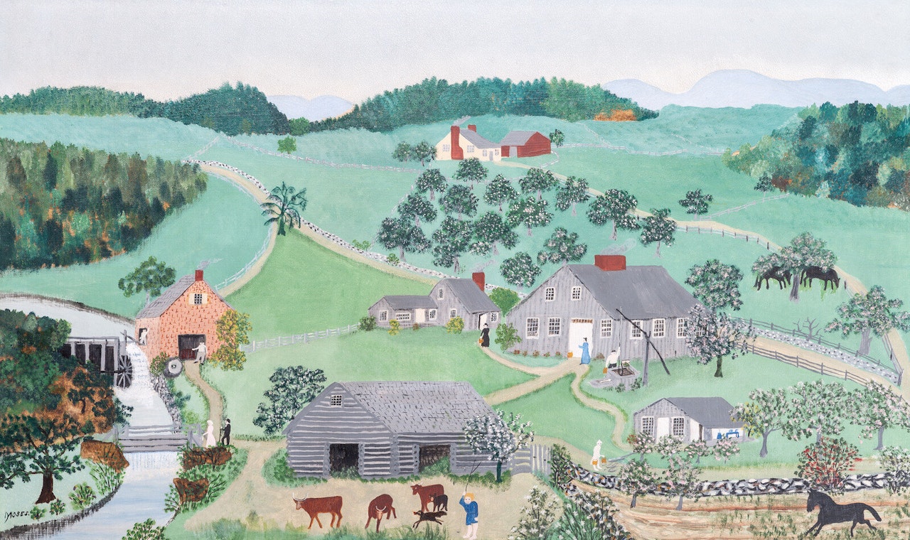 The Old Oaken Bucket in Spring by Grandma Moses