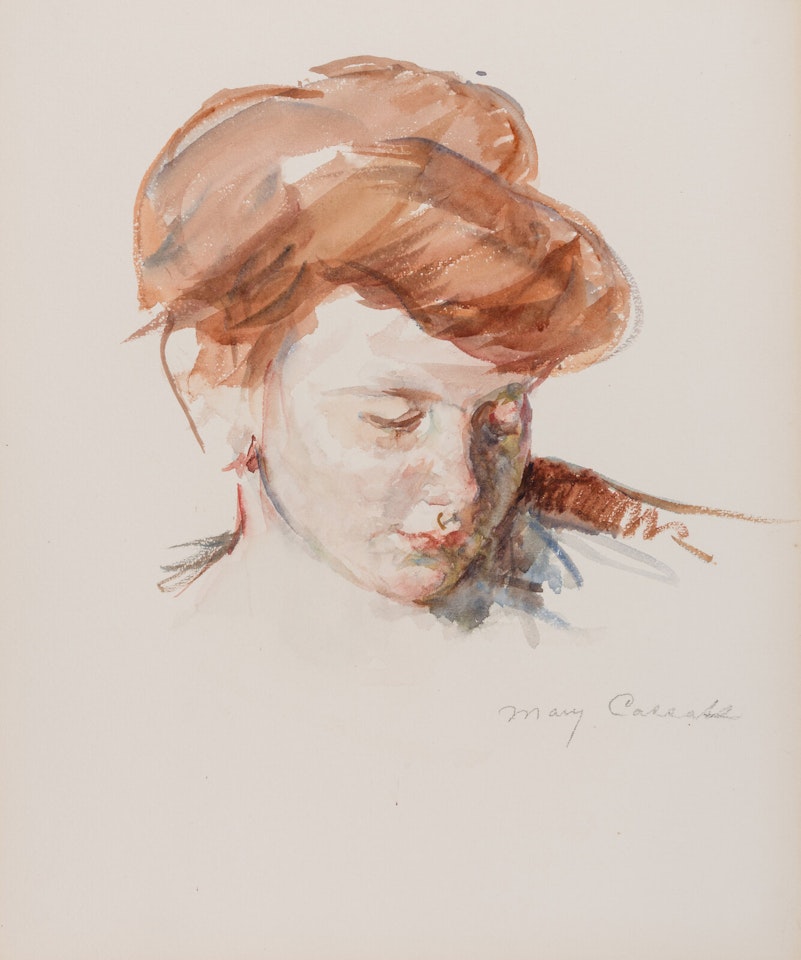 Sketch of Mother Jeanne"s Head Looking Down (No. 3) by Mary Cassatt