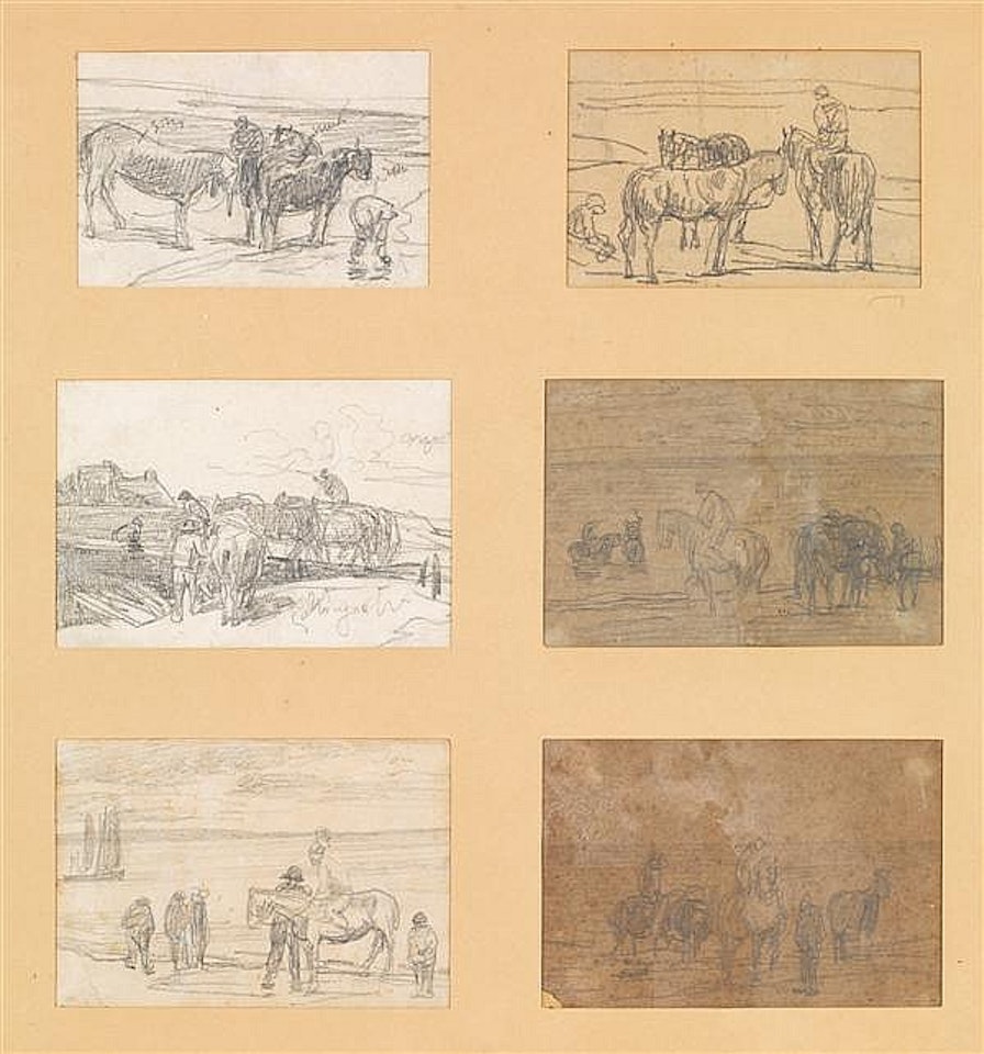 Horses and peasants on the beaches by Eugène Boudin