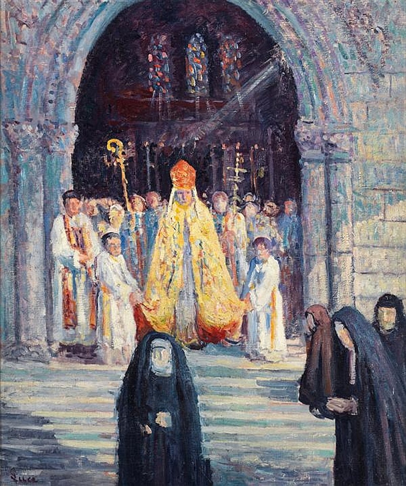 THE BISHOP LEAVING THE CHURCH by Maximilien Luce