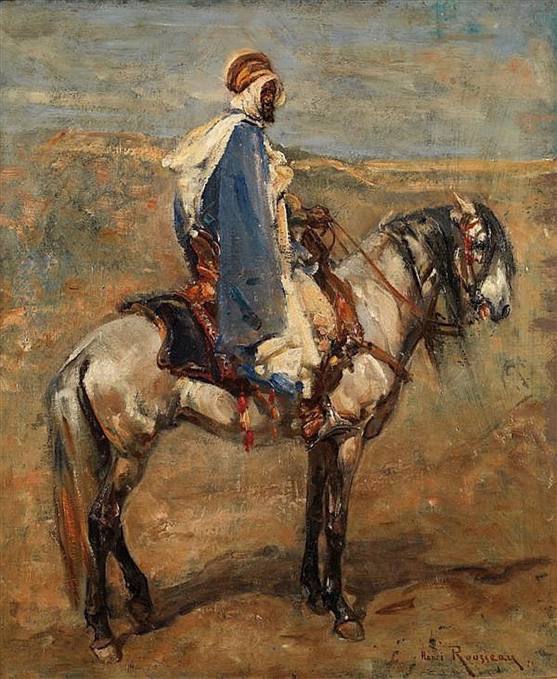 CAVALIER à LA CAPE BLEUE HORSEMAN WITH A BLUE CLOAK by Henri Émilien Rousseau
