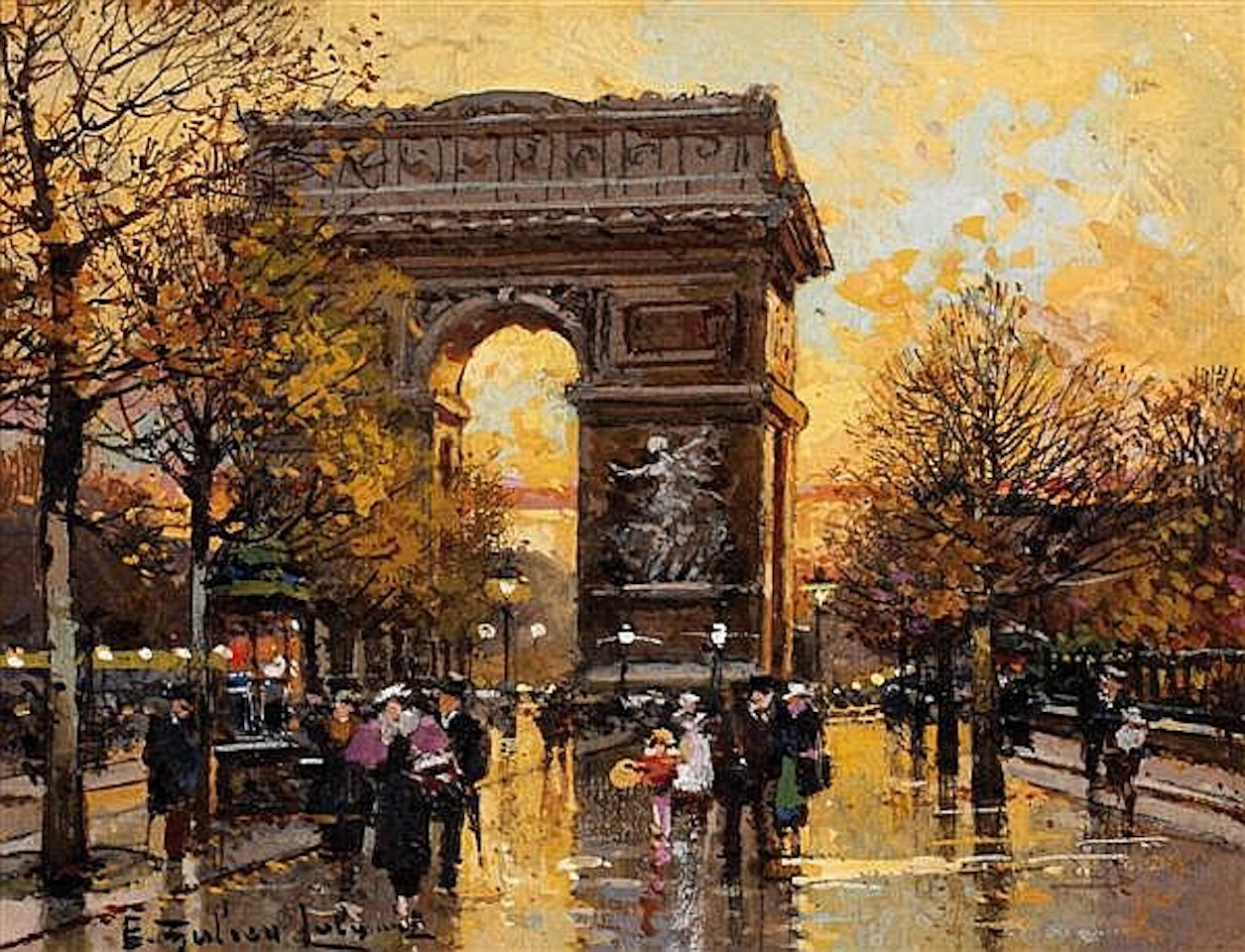 View of the triumphal arch by Eugene Galien-Laloue