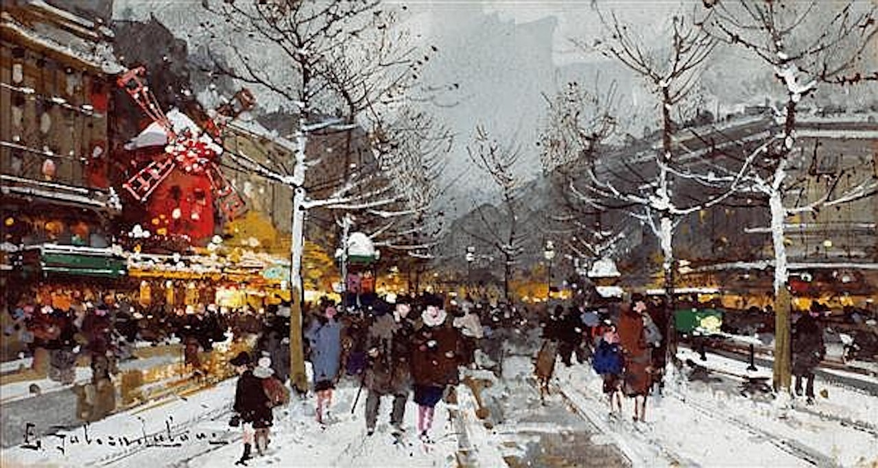 View of the Moulin Rouge by Eugene Galien-Laloue