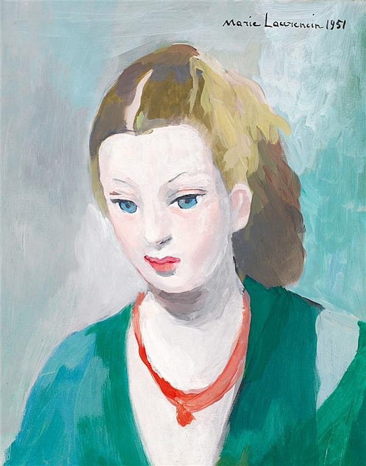 Portrait de jeune fille à la robe verte by Marie Laurencin