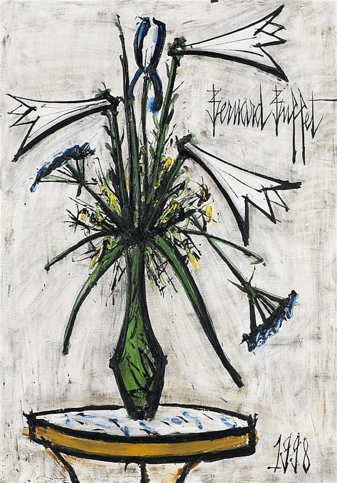 Lys et iris dans un vase de Gallé by Bernard Buffet