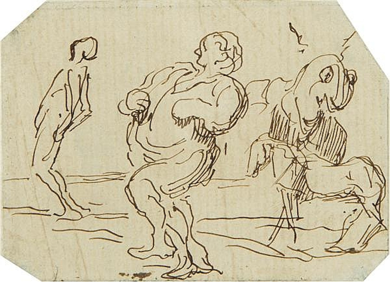 Study of characters and horses by Honoré Daumier