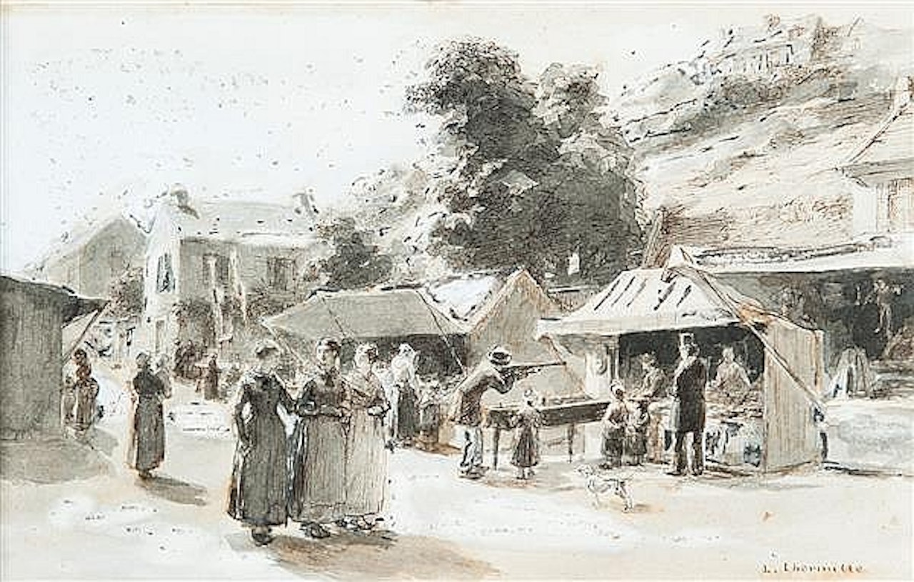 Patronal celebration: rue Basse de Mont-Saint-Père by Léon Augustin Lhermitte
