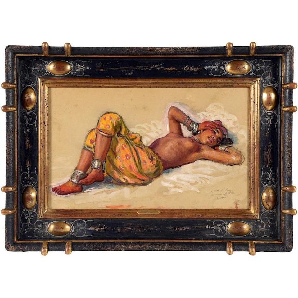 BATHER WITH JEWELRY; BATHING BEAUTY WITH JEWELS by Etienne Alphonse Dinet