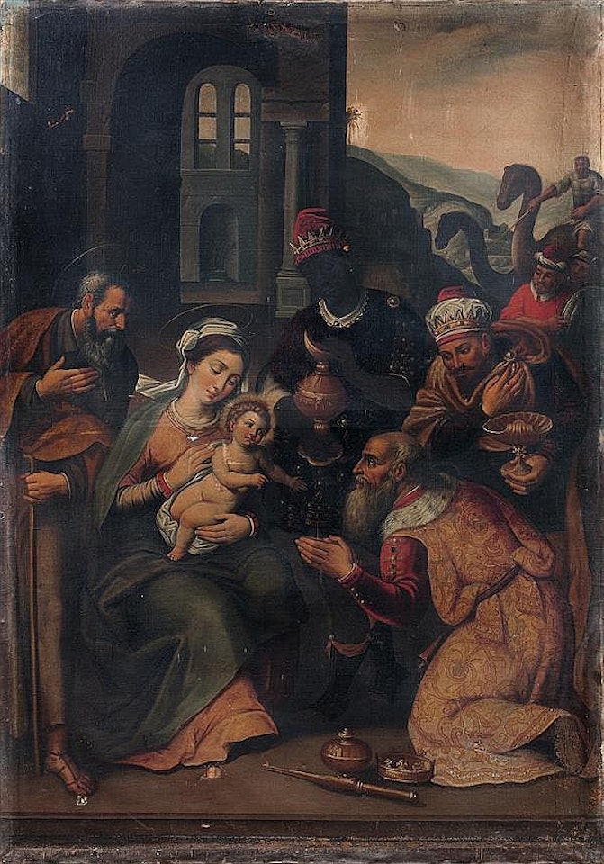 L"Adoration des Mages; THE ADORATION OF THE MAGI by Spanish School