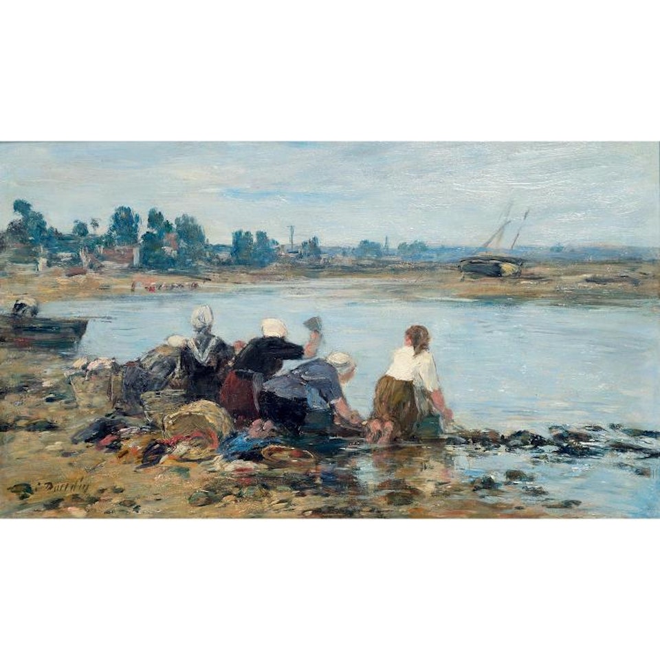 LAVEUSES AU BORD DE LA TOUQUES by Eugène Boudin