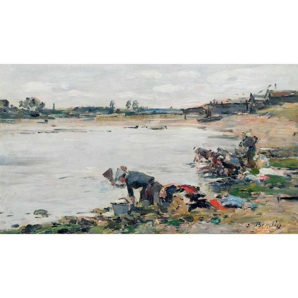 LAVEUSES AU BORD DE LA TOUQUES; LAVEUSES AU BORD DE LA TOUQUES by Eugène Boudin