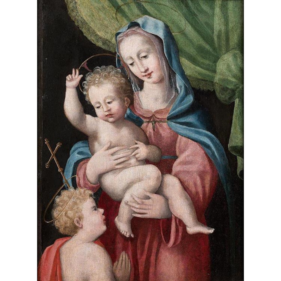 Virgin with Child and Saint John the Baptist; VIERGE A L"ENFANT AVEC SAINT JEAN-BAPTISTE by Florentine School