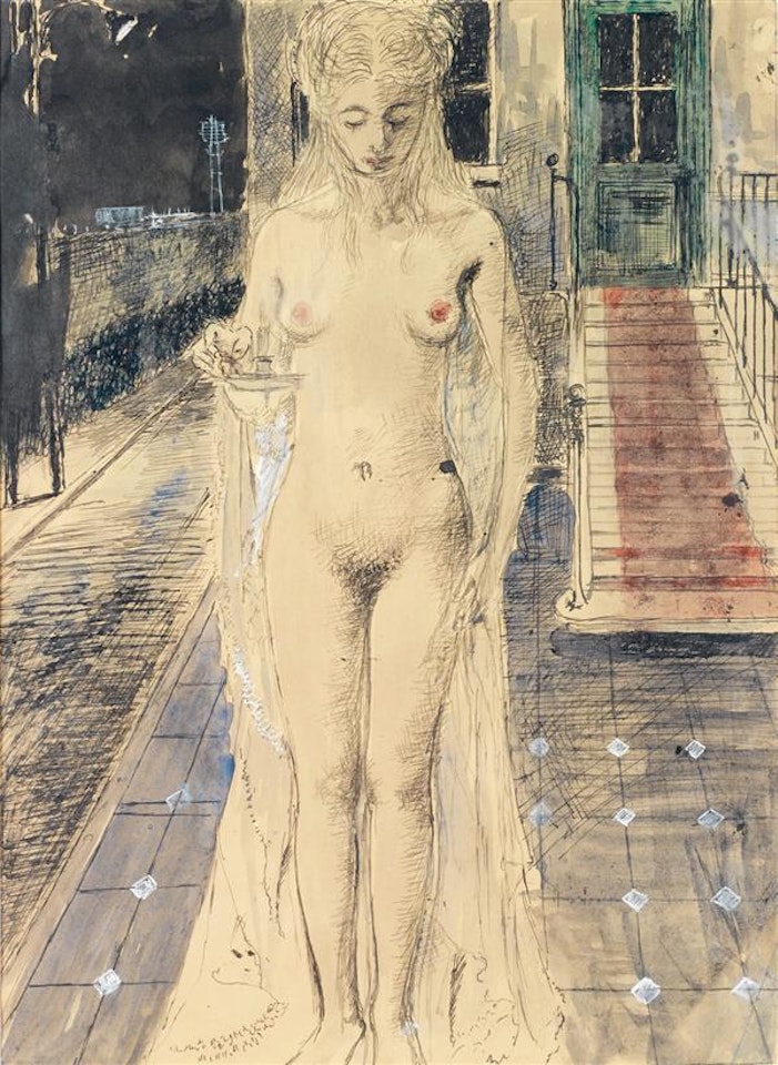 étude pour Chrysis; étude pour Chrysis by Paul Delvaux