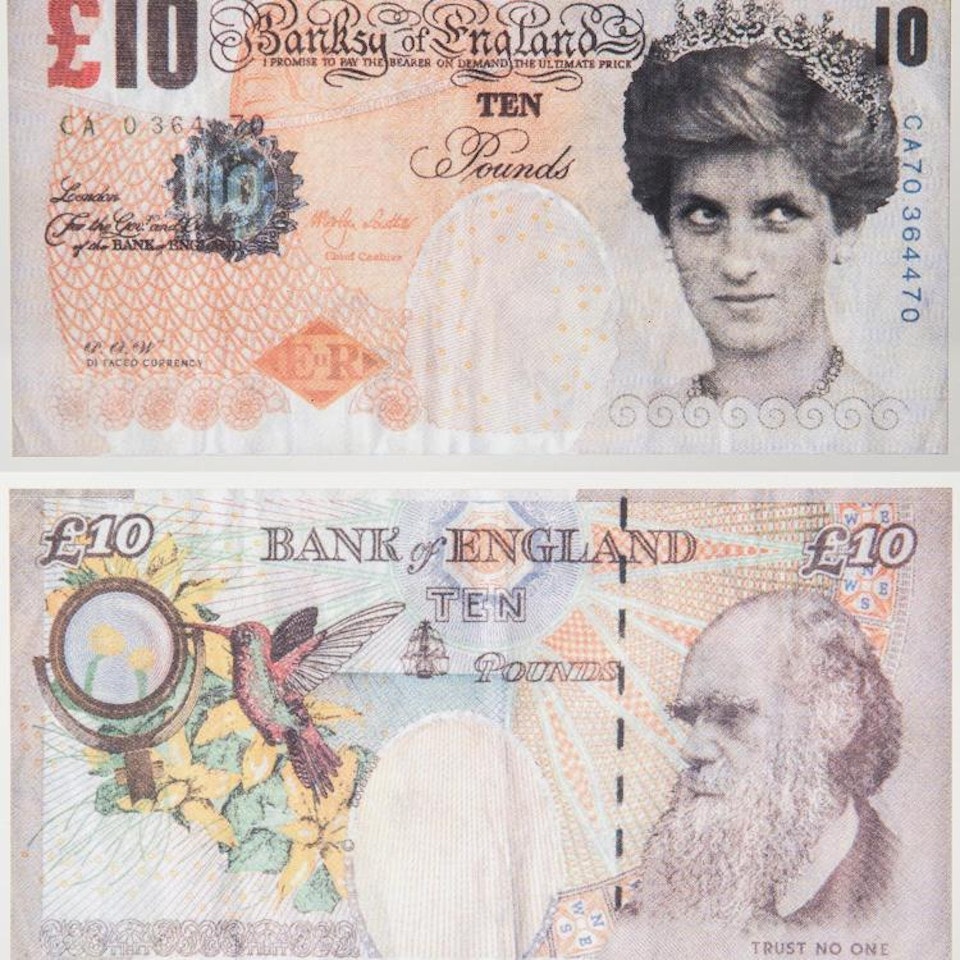 DI FACED TENNER 10 POUNDS; DI FACED TENNER 10 POUNDS by Banksy