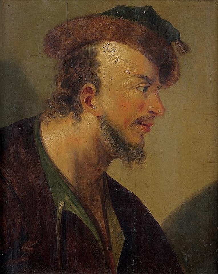 Homme de profil en buste; PORTRAIT BUST OF A MAN IN PROFILE by Dutch School