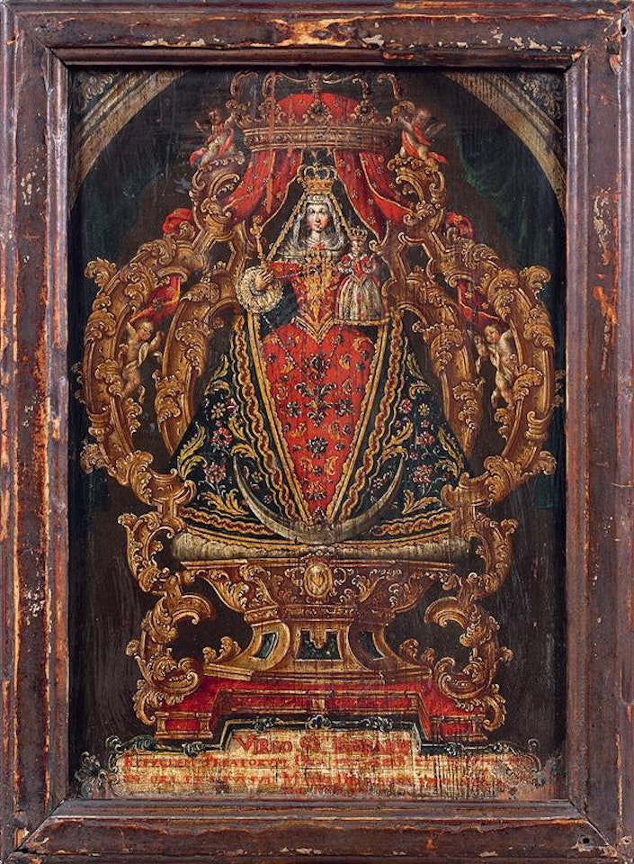 Virgin and Child under a Canopy Fruit by Mexican School