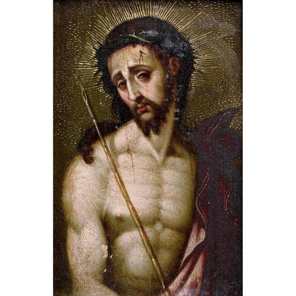 Christ With Reed Scepter And Crown Of Thorn, Gold Highlights by Spanish School
