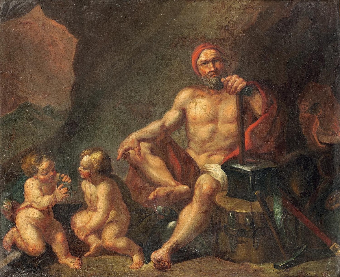 Vulcan in his forge by Italian School