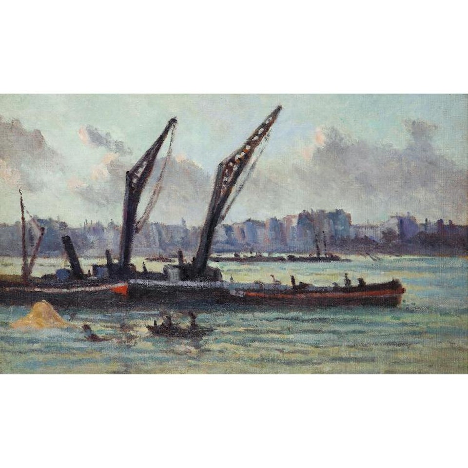 LA SEINE, PENICHES PRES D"UN ENTREPOT; LA SEINE, PENICHES PRES D"UN ENTREPOT by Maximilien Luce