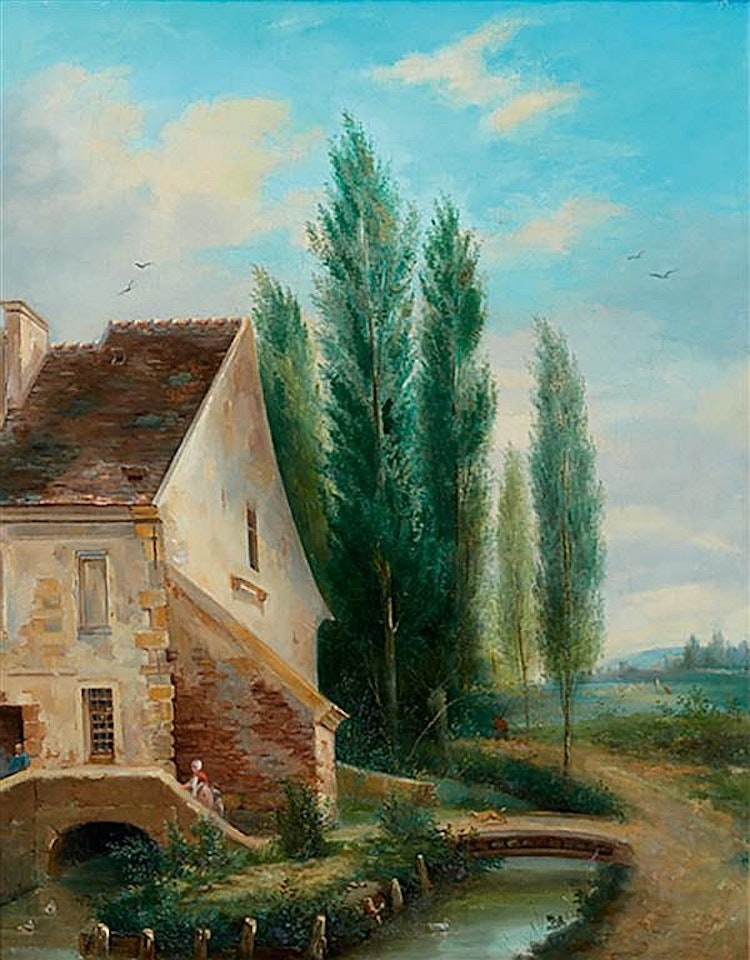 Waterside Cottage by French School