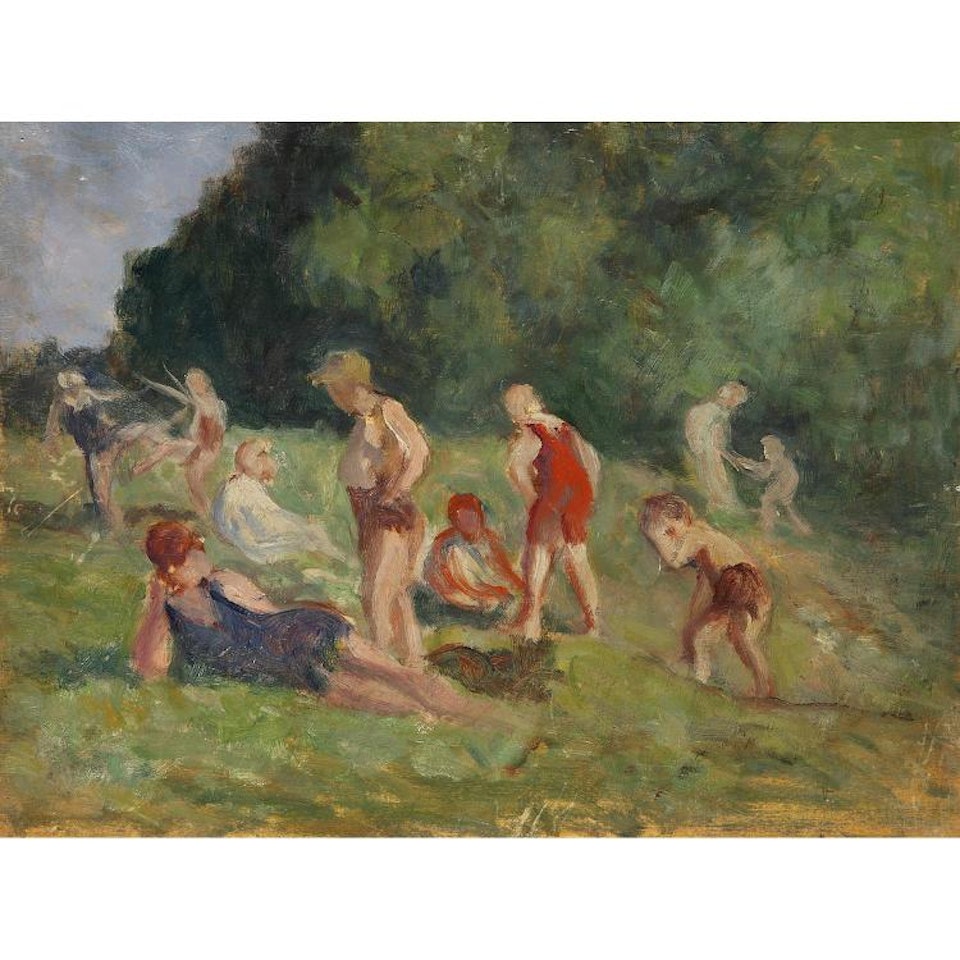 ROLLEBOISE, ENFANTS JOUANT DEVANT LE BAIN; ROLLEBOISE, ENFANTS JOUANT DEVANT LE BAIN by Maximilien Luce