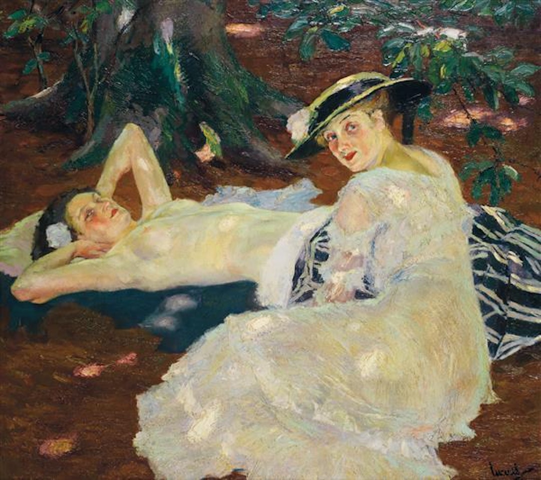 Deux femmes sous les arbres; Deux femmes sous les arbres by Edward Cucuel