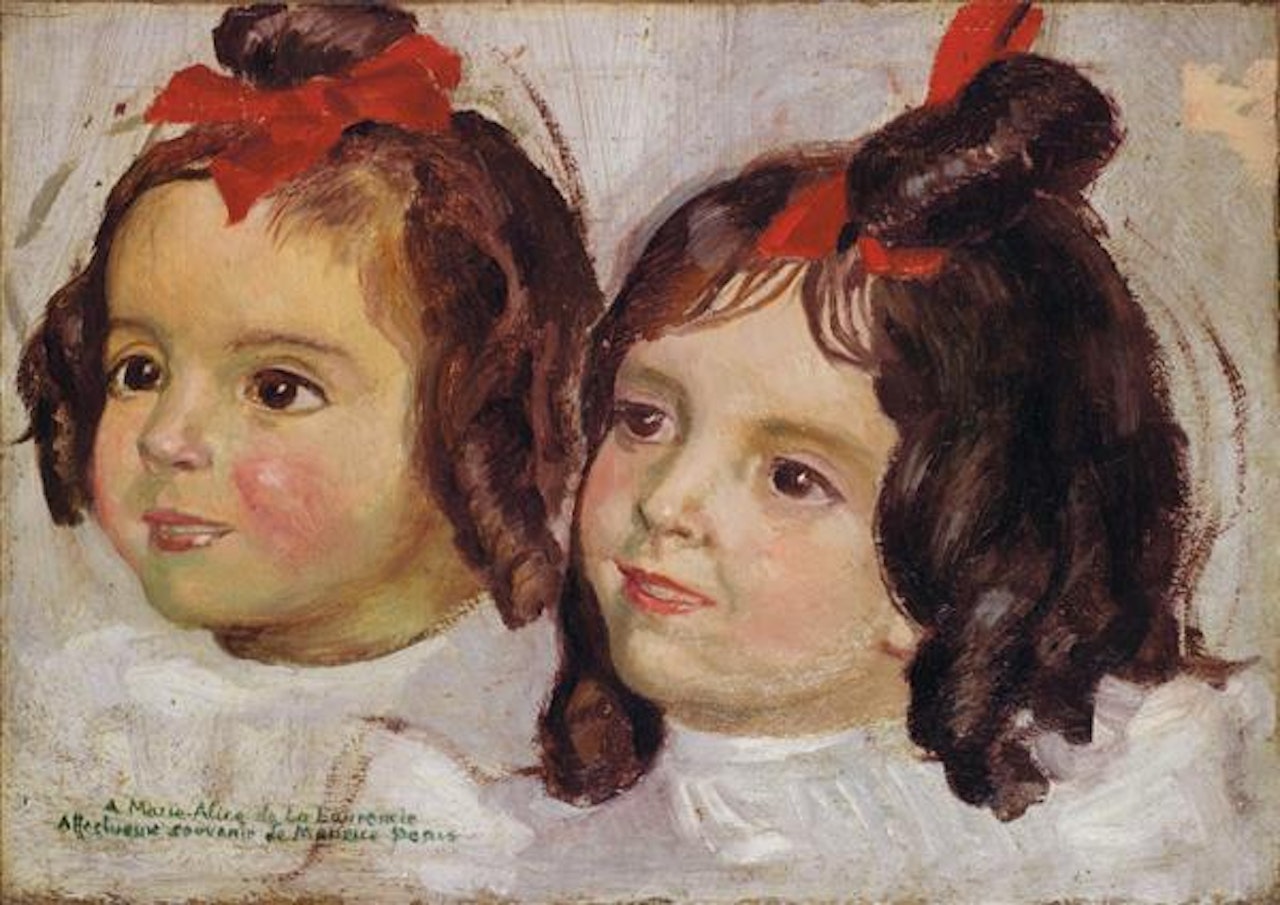 Portraits de deux fillettes; Portraits de Bibiane et Alice de la Laurencie, aux noeuds by Maurice Denis