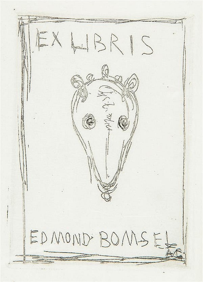 EX-LIBRIS for Edmond Bomsel by Alberto Giacometti