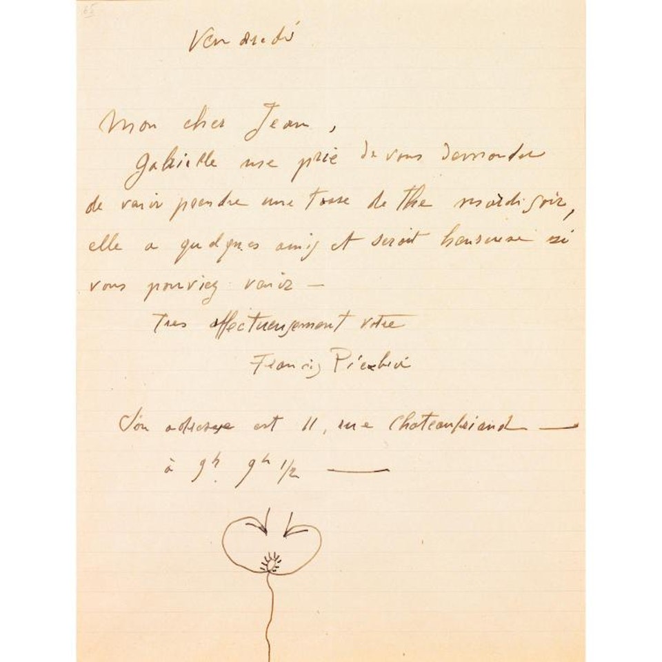 LETTRE MANUSCRITE by Francis Picabia