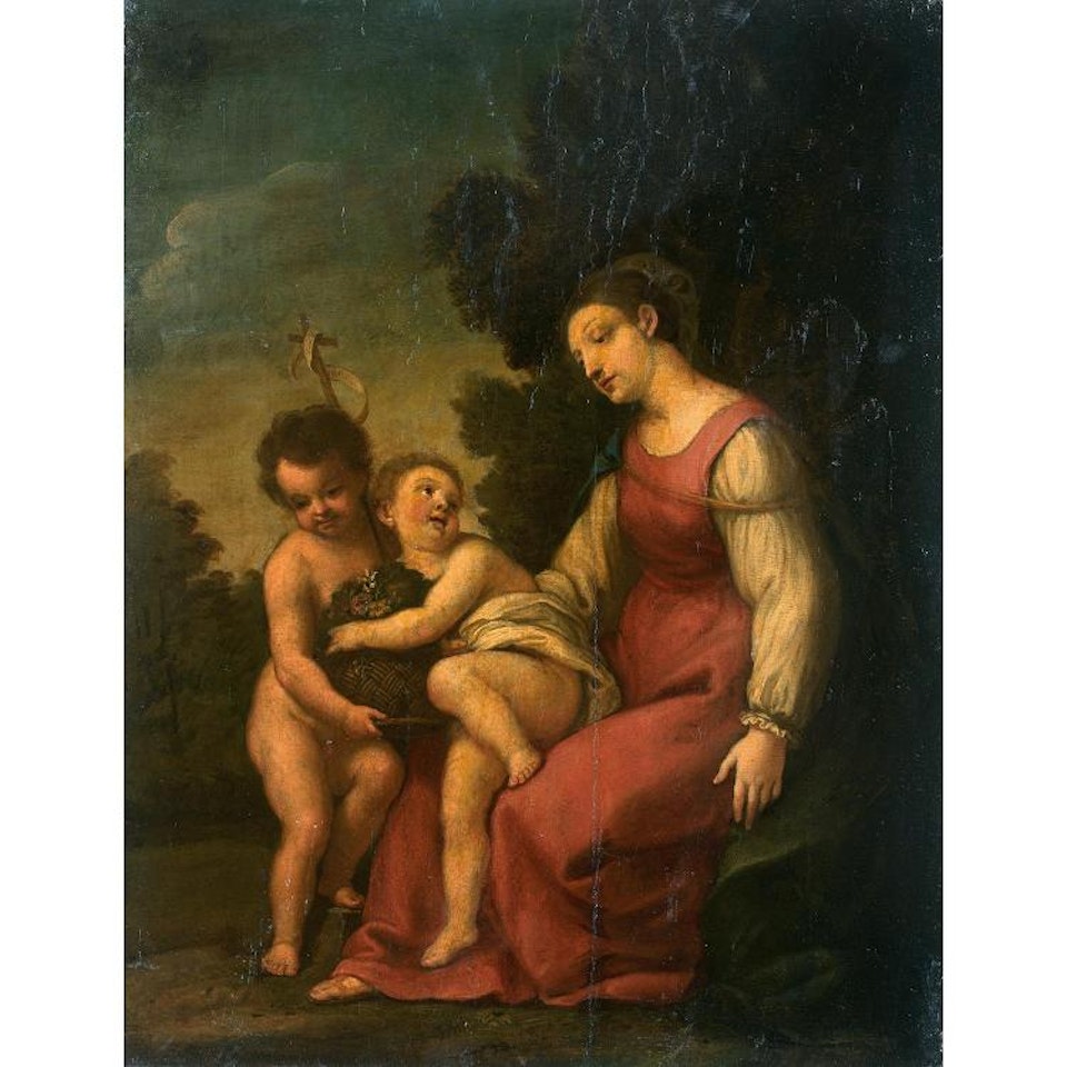 Virgin and Child with St John the Baptist; VIERGE A L"ENFANT AVEC SAINT JEAN- BAPTISTE by French School