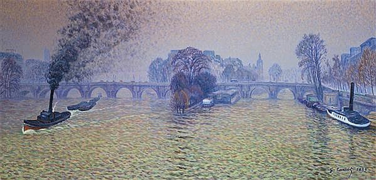 Péniche sur la seine; Péniche sur la seine by Gustave Cariot