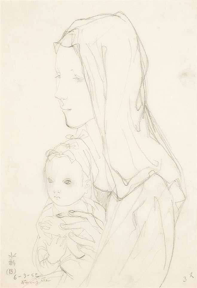 Mother and her child by Leonard Tsuguharu Foujita
