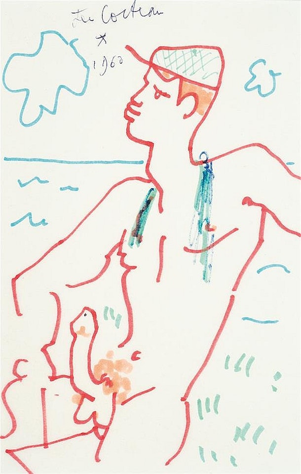 Tourist on the beach by Jean Cocteau