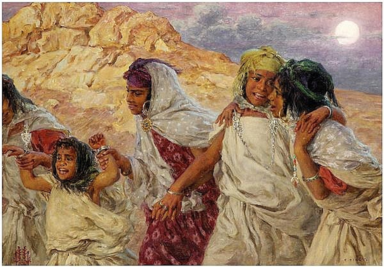 LE DEPARTURE POUR LA FÊTE ON THE WAY TO THE PARTY by Etienne Alphonse Dinet
