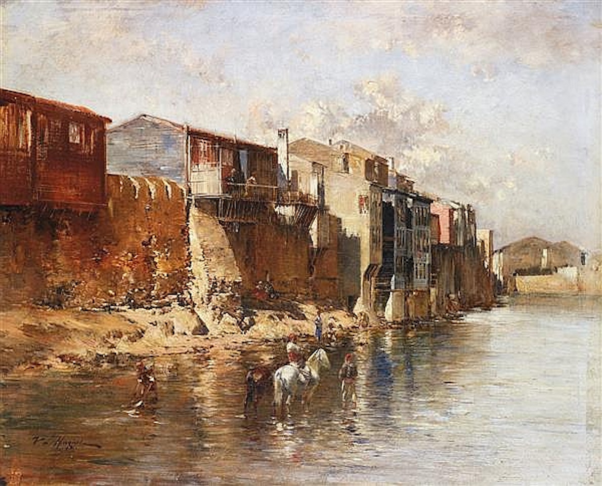 HORSEMEN IN FRONT OF THE CITY by Victor Pierre Huguet