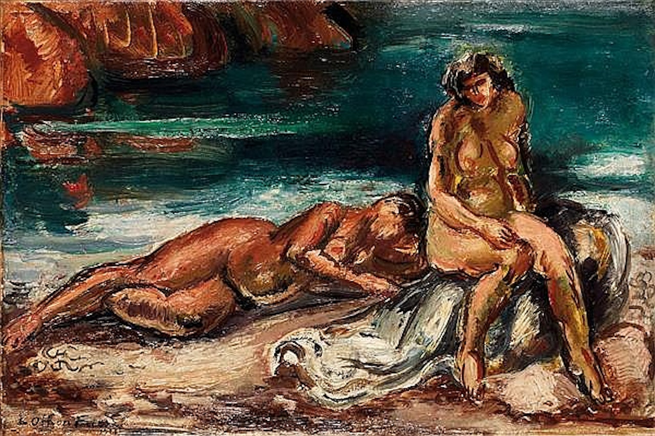 Two bathers in the rocks or Nudes on the beach by Othon Friesz