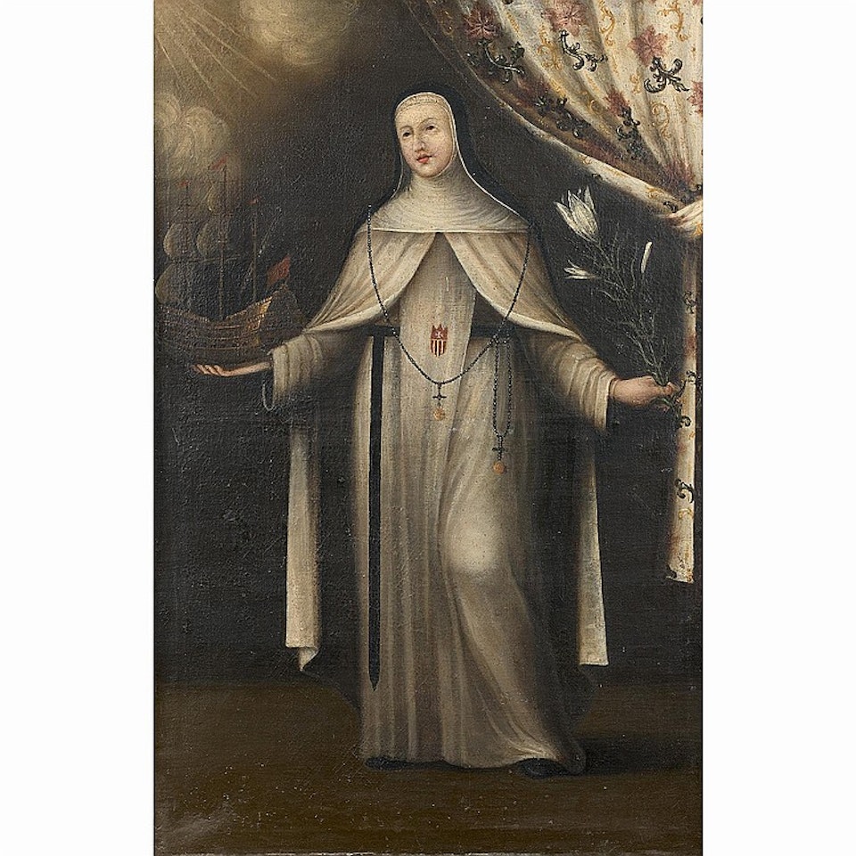 Saint Catherine of Siena holding a boat by Spanish School