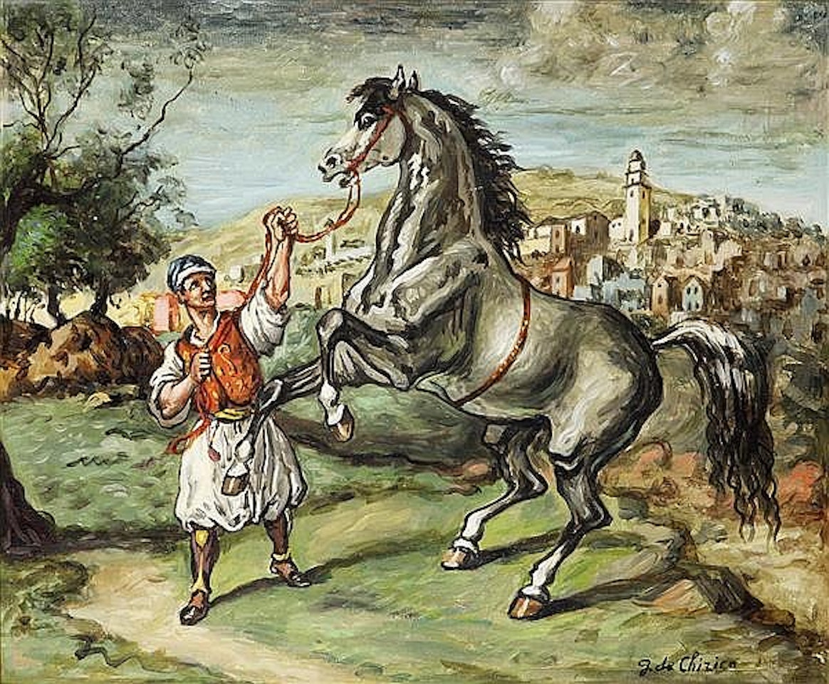 Cheval et palfrenier oriental; Cheval et palafreniere orientale by Giorgio de Chirico