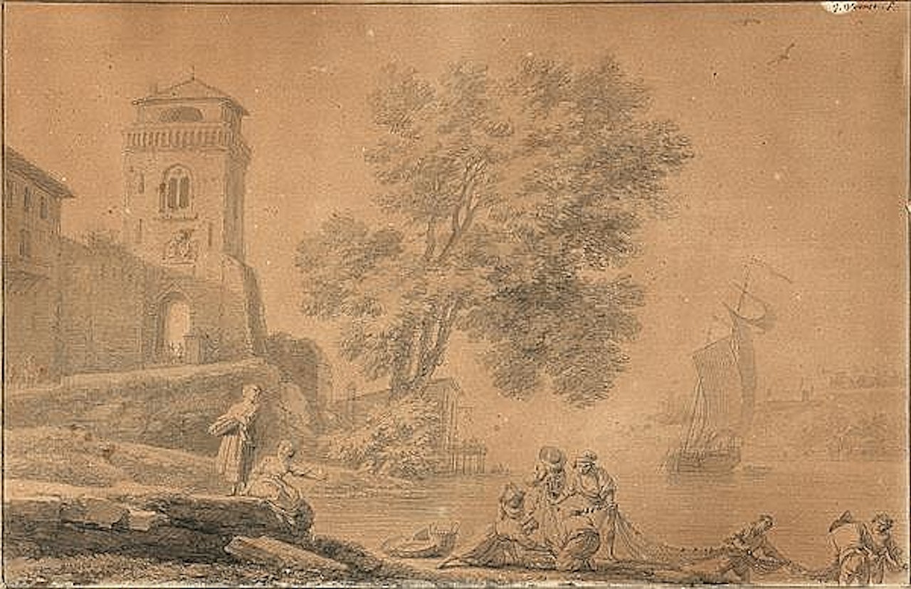 Lively maritime landscape by Claude Joseph Vernet