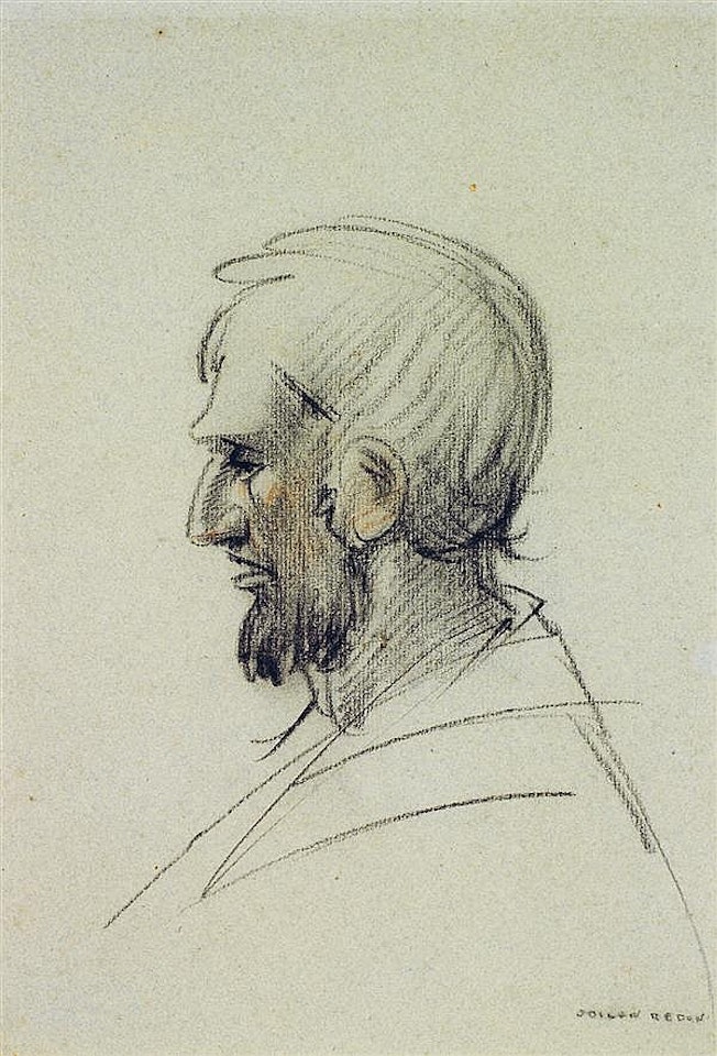 Portrait of a man in profile by Odilon Redon