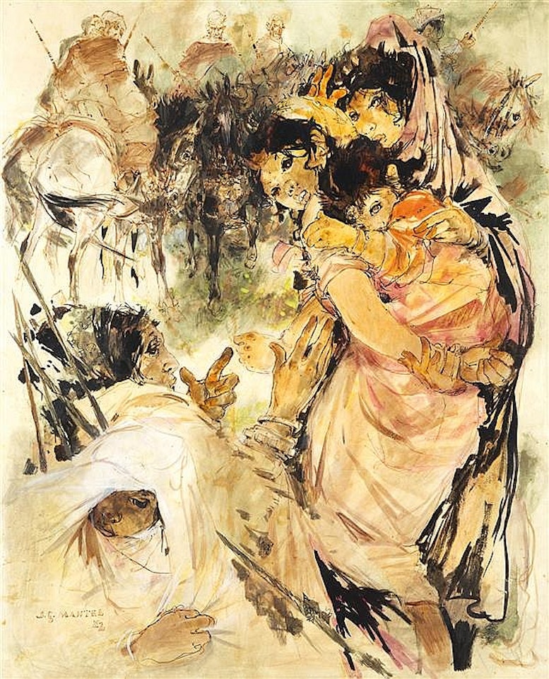 WOMEN AND CHILDREN WATCHING THE FANTASIA by Jean Gaston Mantel
