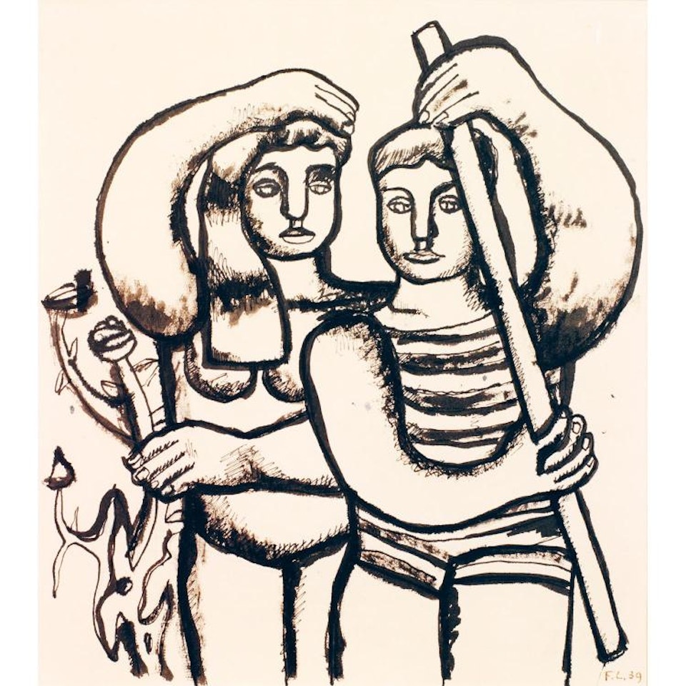 Couple de baigneurs; COUPLE DE BAIGNEURS by Fernand Leger