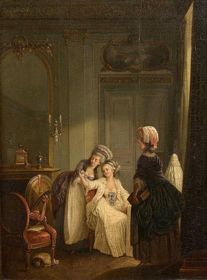 THE CONFIDENT SOUBRETTE THE MERCHANT IN THE TOILET by French School