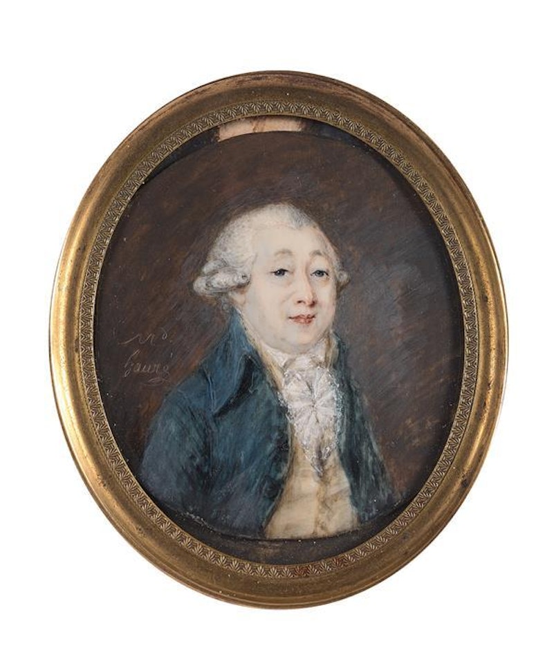 Portrait of a man in a blue coat by French School